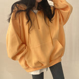 THEMEISLES 5 colors, trendy brand pullover zipper hooded sweater women's ins long Korean loose spring, autumn and winter velvet Korean version thin