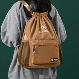 Cross-Border Trendy Leisure Sports Large Capacity Drawstring Backpack Travel Storage Bag Simple Drawstring Student Backpack