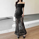 2025 style popular summer new women's clothing fashion solid color lace delicate flower pattern long skirt skirt