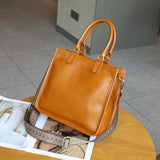2025 The first layer of cowhide handbag, vegetable tanned leather messenger bag, retro genuine leather women's bag, New live broadcast tote bag 6661-1 large
