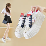 2025  summer little white shoes new Korean version ins female students thick soles increase height transport one pedal casual breathable CY709