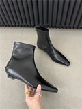 2025  Temperament Low Heel Square Head Fleece Short Boots Women's popular Autumn and Winter New Simple Women's Boots Short Boots  Skinny Boots