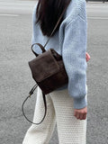 THEMEISLES Xiaohongshu Same Style Texture Small Retro American Brown Backpack New Ins Simple All-Match Shoulder Bag