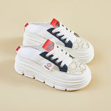 2025  summer little white shoes new Korean version ins female students thick soles increase height transport one pedal casual breathable CY709