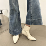 2025  Temperament Low Heel Square Head Fleece Short Boots Women's popular Autumn and Winter New Simple Women's Boots Short Boots  Skinny Boots