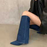 2025  Boots pointed knight boots women's boots popular new retro cowboy high heel Internet celebrity babes fried street pants boots