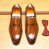 2025 Genuine leather men's shoes cowhide shoes men's casual leather shoes glossy leather glossy  soft soles light lazy driving shoes