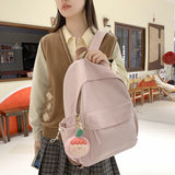 Spring New Cross-Border Korean Style Solid Color Nylon Student Backpack Simple Fresh Men's and Women's Backpack