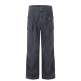 F9019 2025n retro popular trendy three-dimensional pocket design high-end men's loose tooling casual pants
