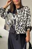 THEMEISLES New Cross-border 2025 fashion women's clothing autumn coat leopard print animal combination print pilot zipper jacket women