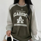 THEMEISLES Splicing  sweater women's spring, autumn and winter Korean version fleece design sense niche n lazy chic long-sleeved top