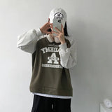 THEMEISLES Splicing  sweater women's spring, autumn and winter Korean version fleece design sense niche n lazy chic long-sleeved top