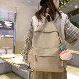 Spring New Cross-Border Korean Style Solid Color Nylon Student Backpack Simple Fresh Men's and Women's Backpack