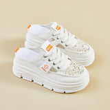 2025  summer little white shoes new Korean version ins female students thick soles increase height transport one pedal casual breathable CY709