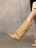 2025  Boots pointed knight boots women's boots popular new retro cowboy high heel Internet celebrity babes fried street pants boots
