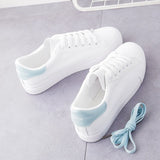 themeisles White Shoes for Female Students Korean Style Very Match Spring and Autumn Leather Flat Running Shoes Sneaker Breathable Women's Board Shoes