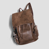 New Vintage Backpack Trendy Men's Youth College Backpack Schoolbag PU Leather Wholesale Hot Men's Bag