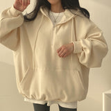 THEMEISLES 5 colors, trendy brand pullover zipper hooded sweater women's ins long Korean loose spring, autumn and winter velvet Korean version thin