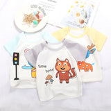 themeisles Baby Short-Sleeved T-shirt Summer Children's Thin Tops Combed Cotton Newborn Clothes 0-3 Years Old Baby Half Sleeve