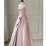 2025 Pink tube top evening dress skirt 2025 spring new engagement banquet toast dress birthday party host evening dress