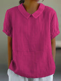 THEMEISLES Independent Station Wish Hot Sale New Loose Lapels Shirt Women's Short Sleeve 100% Cotton Coat