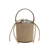 Bucket bag Cross pattern cowhide women's bag Niche design bag 2021 new early spring tide women's handbag women