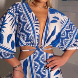 2025  European and American Women's Clothing  Summer Temperament Commute Dress Mid-Waist Floral Print Belt Maxi Dress
