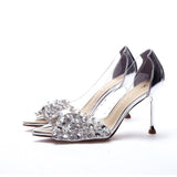 Dignified Rhinestone Bow Stiletto Wedding Shoes  Spring and Summer New Versatile Factory Direct Supply Ladies High Heel Pumps