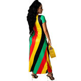 European and American Women's Clothing 2025 Summer Hot round Neck Dress Sexy Stripes Printed Side Drawstring Hanging Dress Women