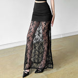 2025 style popular summer new women's clothing fashion solid color lace delicate flower pattern long skirt skirt