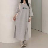 2025 THEMEISLES Manufacturer pure cotton Korean summer new 2025n retro loose letter printing thin T-shirt dress casual
