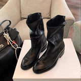2025  Round head V-mouth thick heel medium and high boots long boots female knight boots