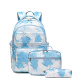Cross-Border New Arrival Three-Piece Backpack Girl Printing Color Contrast Primary School Student Schoolbag Lightweight Waterproof Backpack Generation Delivery