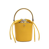 Bucket bag Cross pattern cowhide women's bag Niche design bag 2021 new early spring tide women's handbag women