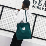 themeisles  Fashion Outdoor Leisure Shopping Bag Shoulder Bags Women New Corduroy Canvas Bag Girl Travel Party Organizer with Button Handbag