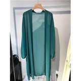 themeisles long Jacket Women Summer Thin Loose See-through Sunscreen Pure Long Sleeve Sexy  Coat Chiffon Bohemian Female New Fashion Tops