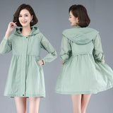 themeisles New Summer Medium Long Sun Protection Clothing Female Thin Jacket Loose Hooded  Coat Sun Protection Windbreaker Women