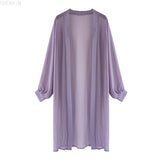 themeisles long Jacket Women Summer Thin Loose See-through Sunscreen Pure Long Sleeve Sexy  Coat Chiffon Bohemian Female New Fashion Tops