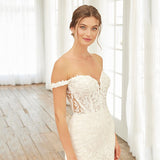 themeisles  Off the Shoulder Sweetheart Mermaid Applique Lace Wedding Dresses Trumpet Beach Bridal Gown Brautkleider Bride Vestidos De Novia
