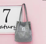 themeisles  Fashion Outdoor Leisure Shopping Bag Shoulder Bags Women New Corduroy Canvas Bag Girl Travel Party Organizer with Button Handbag