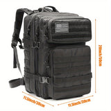 45L Large Capacity Travel Backpack for Men - Spacious 3-Day Pack with DIY Molle System, Fits 17 Inch Laptop, Durable Nylon Material, Hand Washable, Ideal for Travel, Work, Camping, Hunting, Hiking, Sports