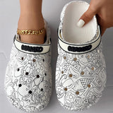 themeisles - Multicolor Casual Living Graffiti Patchwork Round Comfortable Shoes