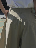 themeisles Split-Joint Solid Color Wide Leg Loose Trousers Casual Pants Bottoms