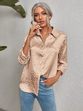 themeisles Urban Leopard Long Sleeves Lapel Blouse
