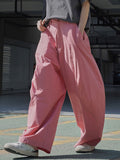 themeisles Split-Joint Solid Color Wide Leg Loose Trousers Casual Pants Bottoms