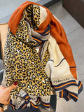 themeisles Vintage Ramie Cotton Leopard Printed Scarf