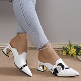 themeisles - White Casual Patchwork Pointed Out Door Wedges Shoes (Heel Height 2.75in)