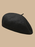themeisles Simple Keep Warm Solid Color Beret Hats&Caps