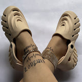 themeisles - White Casual Daily Hollowed Out Patchwork Solid Color Round Comfortable Shoes