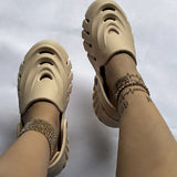 themeisles - White Casual Daily Hollowed Out Patchwork Solid Color Round Comfortable Shoes
